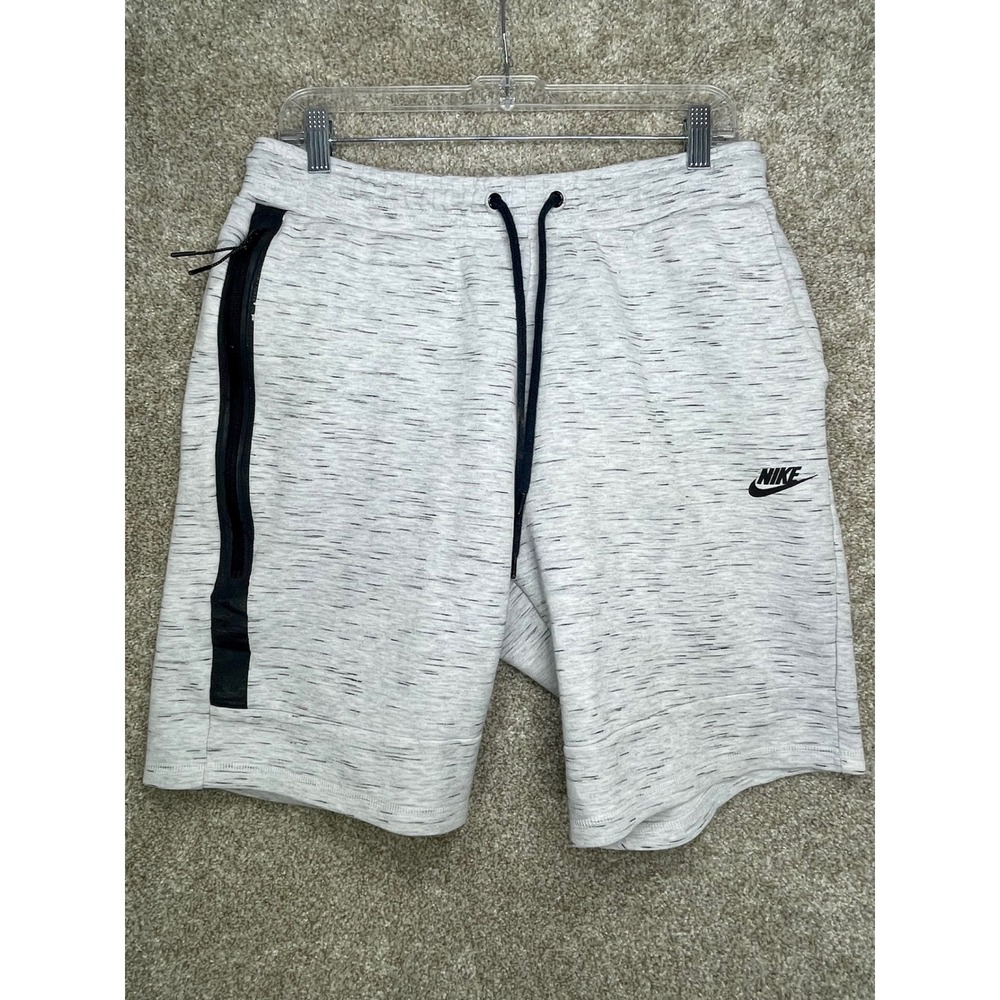 Nike Tech Fleece Space Dye Shorts Mens L Gray Heather Zip Pocket Sporty Lounge